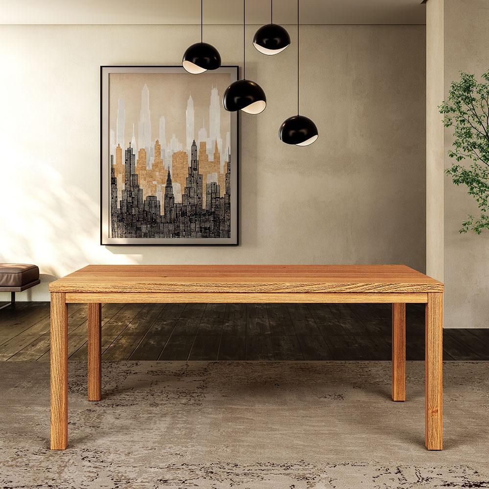 Mesa de Jantar Dunia F06 6 Lugares Retangular Madeira Maciça 180CM Rústico Claro Lyam Decor