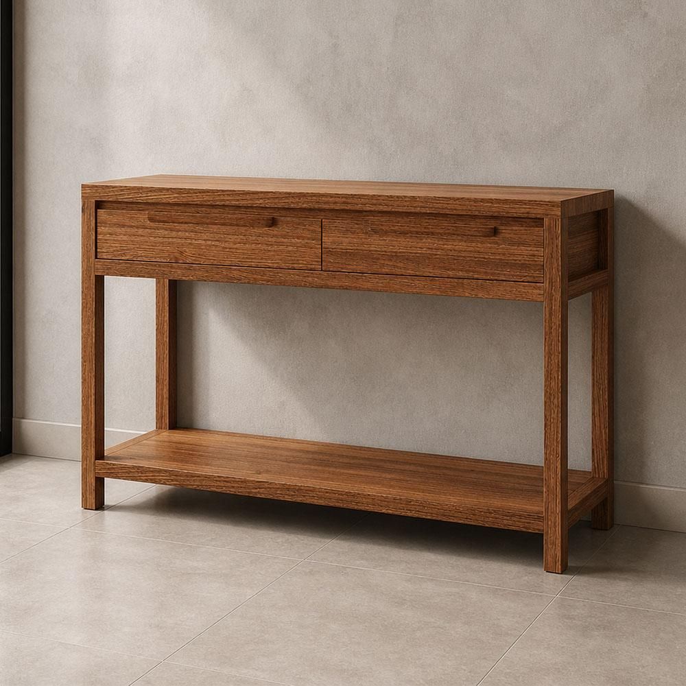 Aparador Dunia F06 Rústico 2 Gavetas Madeira Maciça 130CM Marrom Lyam Decor