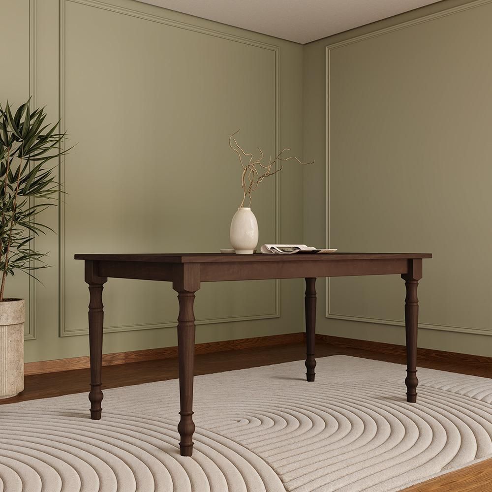 Mesa de Jantar Lazuli F06 6 Lugares Retangular MDF 160CM Café Lyam Decor