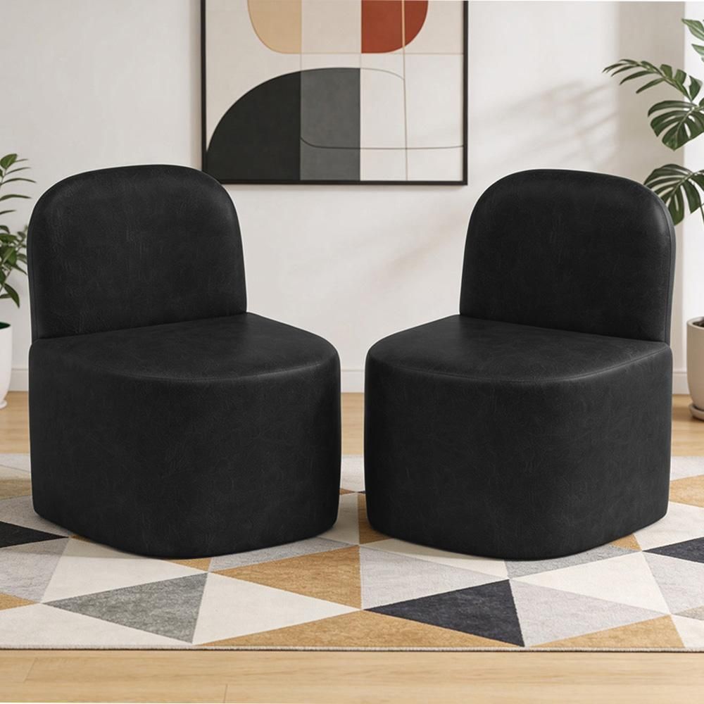 Kit 02 Poltronas Lumiere Decorativas Orgânicas Couríssimo com Assento Confortável D26 Preto Lyam Decor