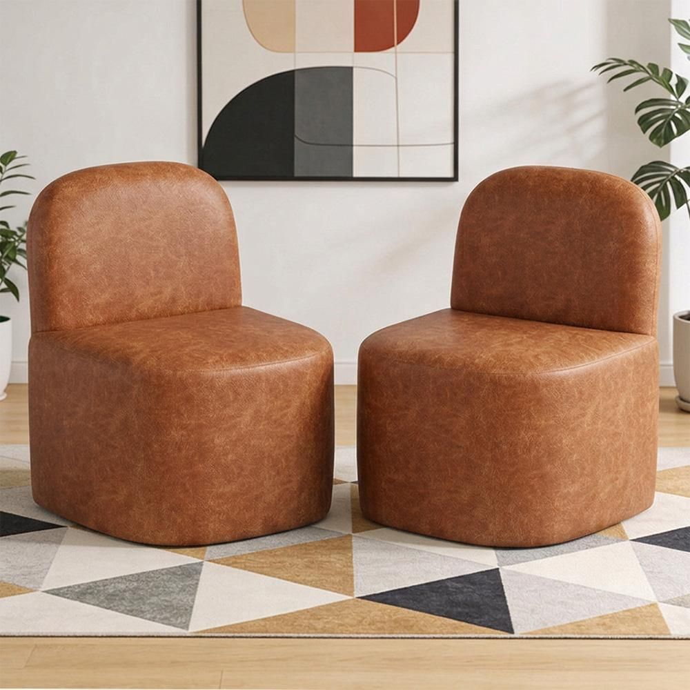 Kit 02 Poltronas Lumiere Decorativas com Design Orgânico Couríssimo Confortável Café Lyam Decor