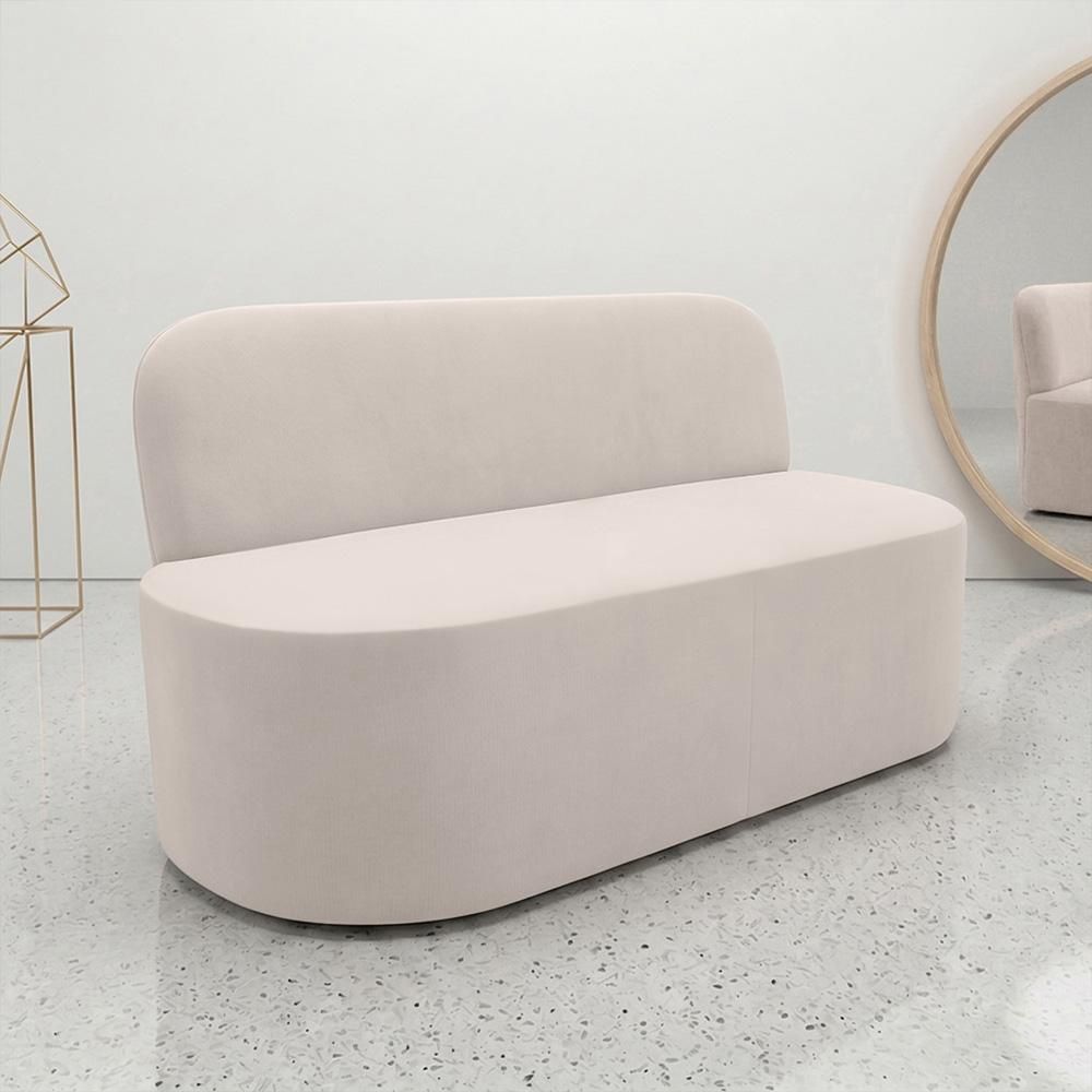 Poltrona Naeris W01 Namoradeira Suede com Design Orgânico Confortável Bege Lyam Decor