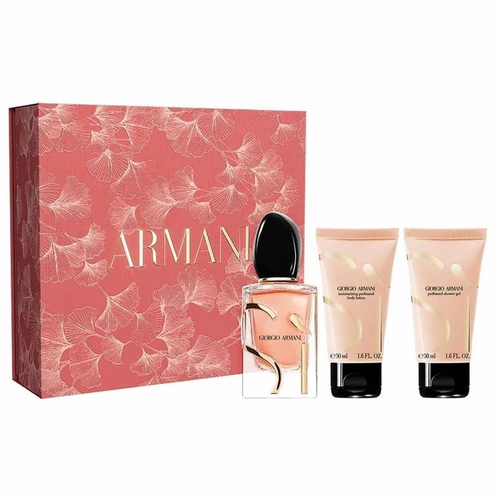 Kit Perfume Sì Intense Giorgio Armani Eau de Parfum Feminino Ambarino Frutal 50ML + Body Lotion 50ML + Shower Gel 50ML