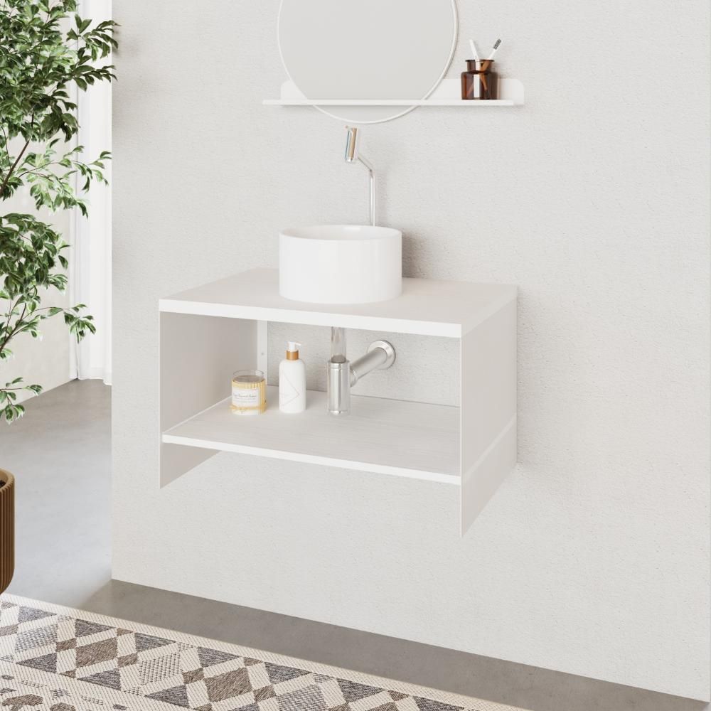 Armário para Banheiro Slide Flat Suspenso 1 Prateleira Aço e MDP 65CM Branco Compace