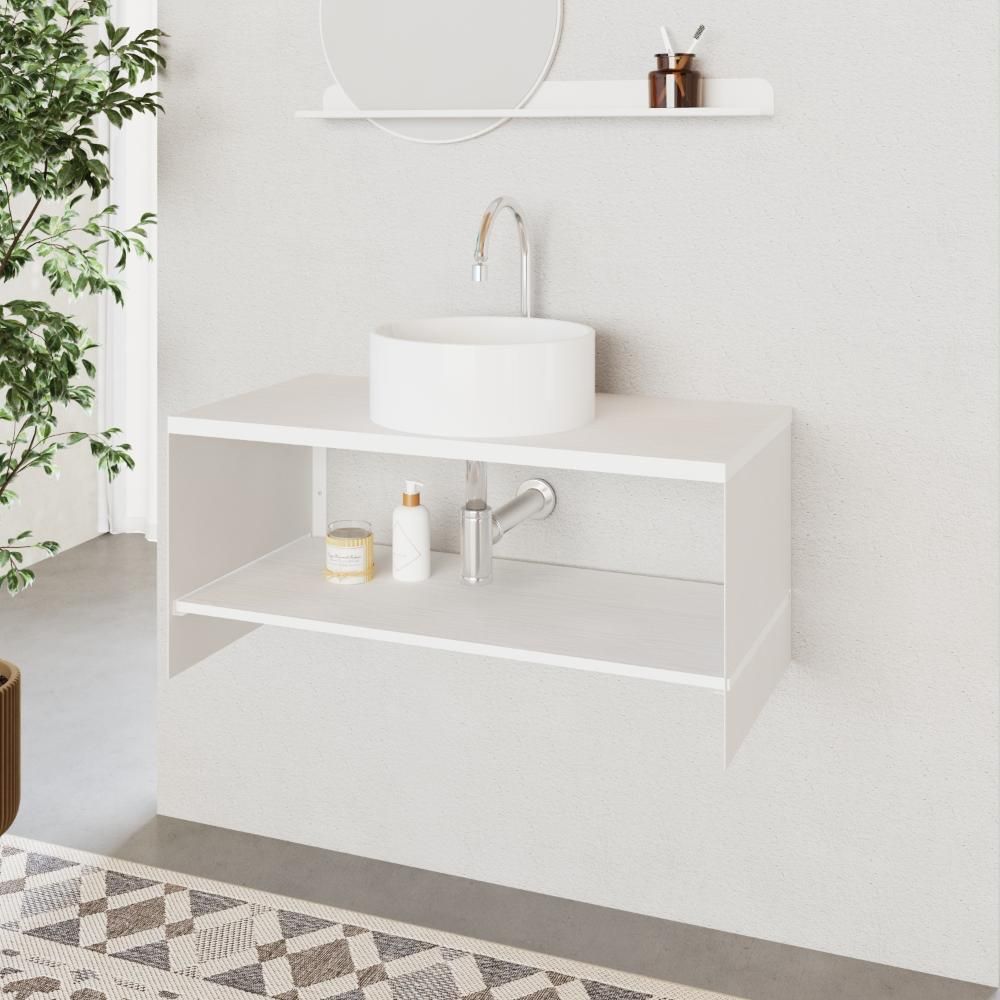 Armário para Banheiro Slide Flat Suspenso 1 Prateleira MDP e Aço 85CM Branco Compace