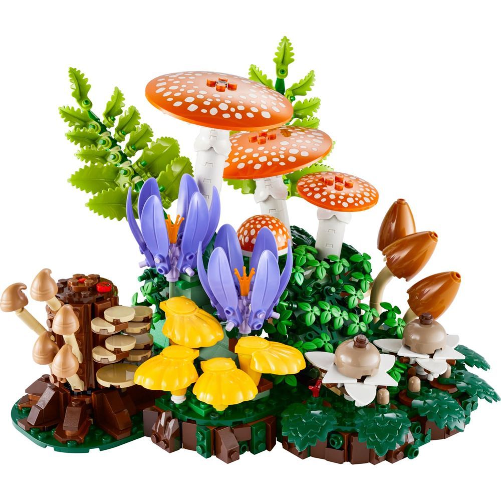 Conjunto de Construção Cogumelos da Floresta 11505 Modelo Altamente Detalhado com Amanita Muscaria e Folhas Verdes Lego