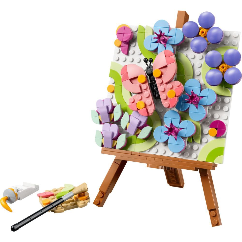 Brinquedo de Construção Pintura Decorativa de Arte 3 em 1 Cavalete com Moldura Floral e Flamingo Personalizável Plástico