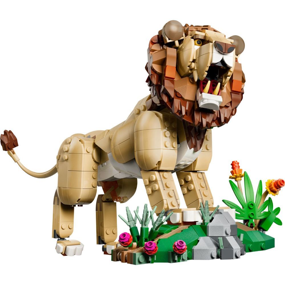 Brinquedo de Construção Animais Selvagens: Leão Majestoso 3 em 1 Figuras Articuladas com Habitat Marrom Lego