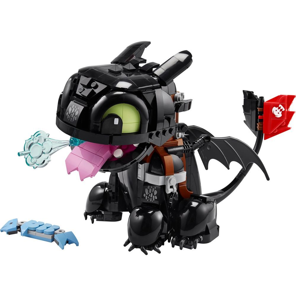 Kit de Modelo de Dragão 10375 Figura Articulada de Banguela Exibição Dinâmica com Jato de Plasma Preto Lego