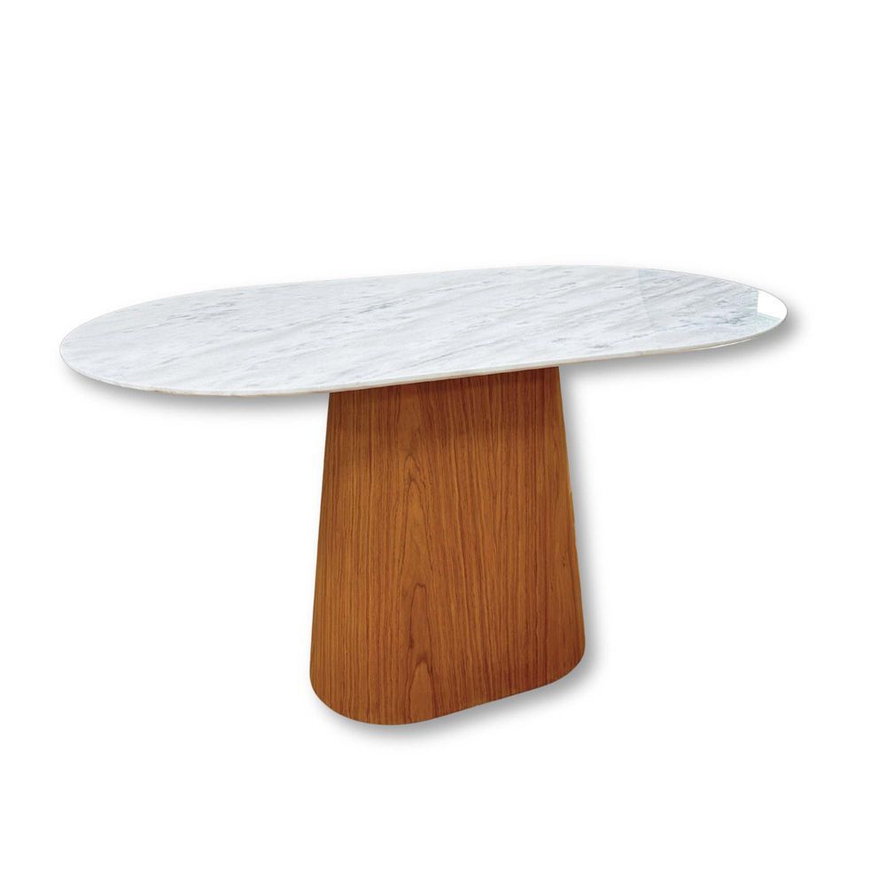 Mesa de Jantar Cone 6 Lugares Retangular Arredondada MDF Branco 160X90CM Modelar Art Moveis