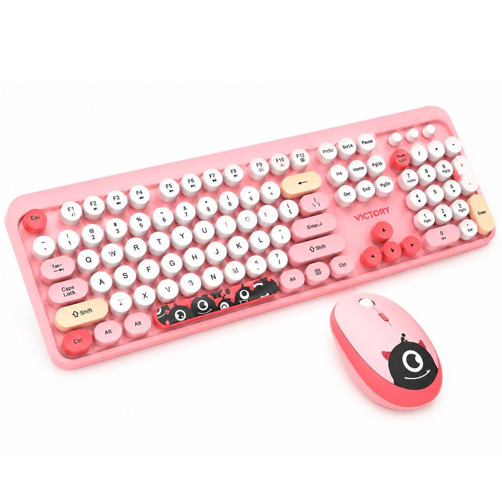 Kit Teclado e Mouse sem Fio VT-216 com Tecnologia Wireless 2.4GHz e Alcance de Até 10 Metros Rosa GV Brasil