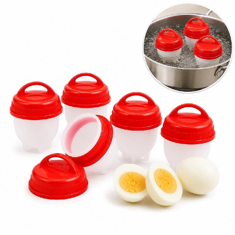 Forma para Cozinhar Ovos Kit 6 Unidades Silicone com Tampa Reutilizável para Ovos e Sobremesas Cozinha Transparente Yeet