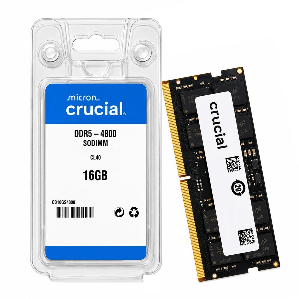 Memória para Notebook CB16GS4800 16GB DDR5 4800MHz CL40 com Latência Otimizada Preta Crucial Basics