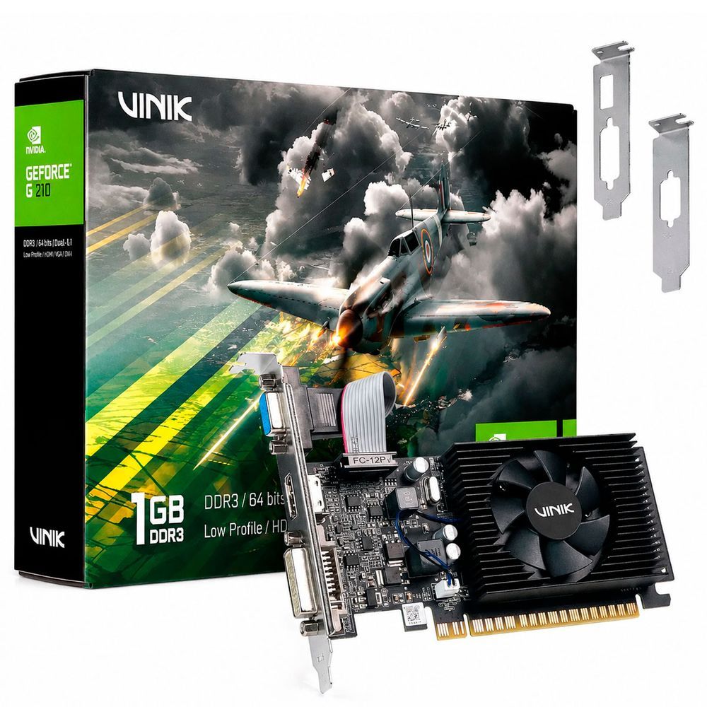 Placa de Vídeo GPUVK2101GBLP com GPU NVIDIA Geforce G210 e Saídas HDMI DVI VGA Low Profile 1GB DDR3 Vinik