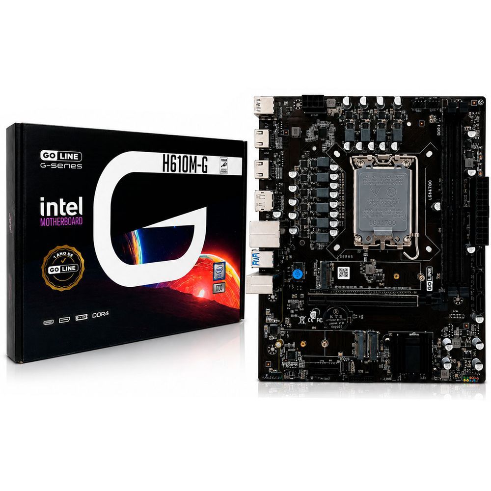 Placa Mãe H610M-G com Chipset Intel H610 e Suporte DDR4 LGA1700 M.2 NVME USB 3.0 Goline