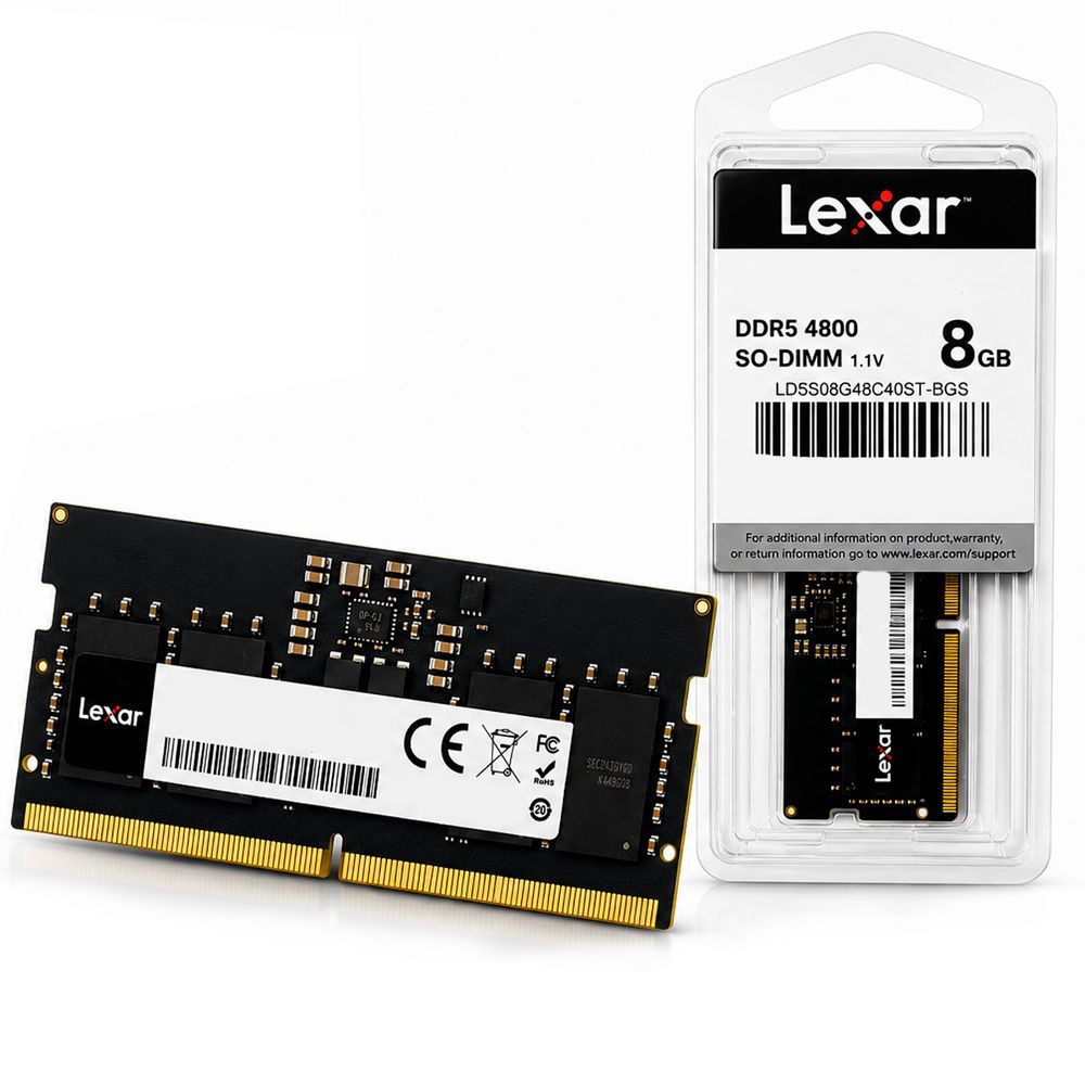 Memória para Notebook LD5S08G48C40ST-BGS 8GB DDR5 4800MHz CL40 1,1V Cinza Lexar