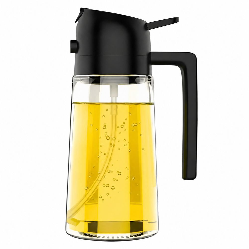 Porta Azeite e Vinagre Spray 470ML em Vidro com Borrifador Pulverizador de Alta Eficiência para Cozinha Preto