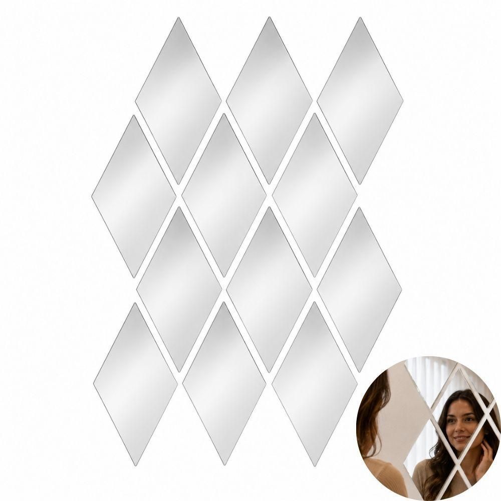 Espelho Decorativo Adesivo Kit 12 Losango 10X17,5CM Acrílico para Parede Espelhado Yeet