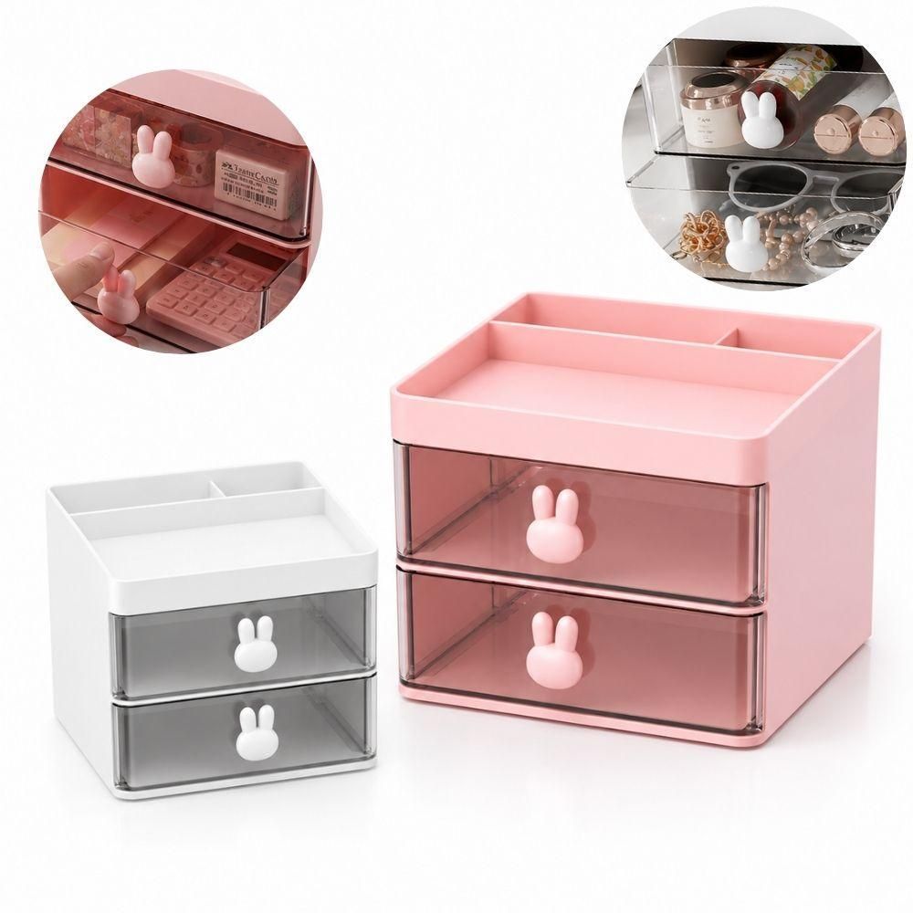 Organizador de Mesa Coelhinho com Gavetas Deslizantes Empilhável para Cosméticos e Papelaria Branco Yeet
