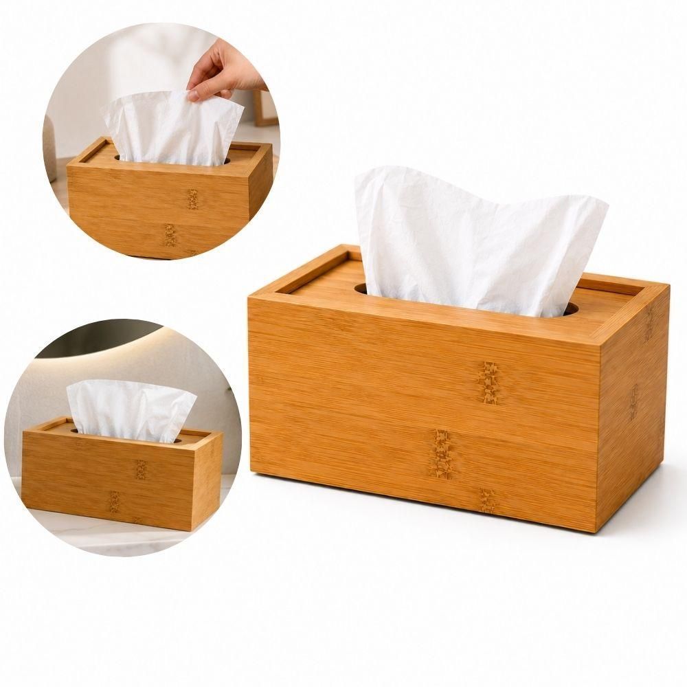 Porta Lenço de Papel MDF Premium Organizador Decorativo Design Moderno para Mesa e Banheiro Amadeirado Yeet