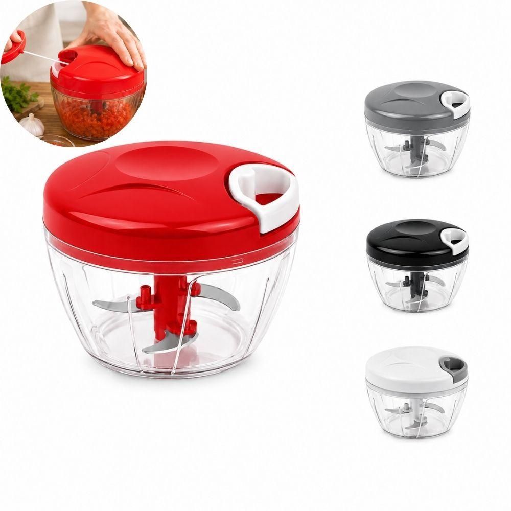 Processador Manual de Alimentos Mini 500ML Triturar e Picar Plástico PS Acionamento por Corda Cozinha Portátil Yeet