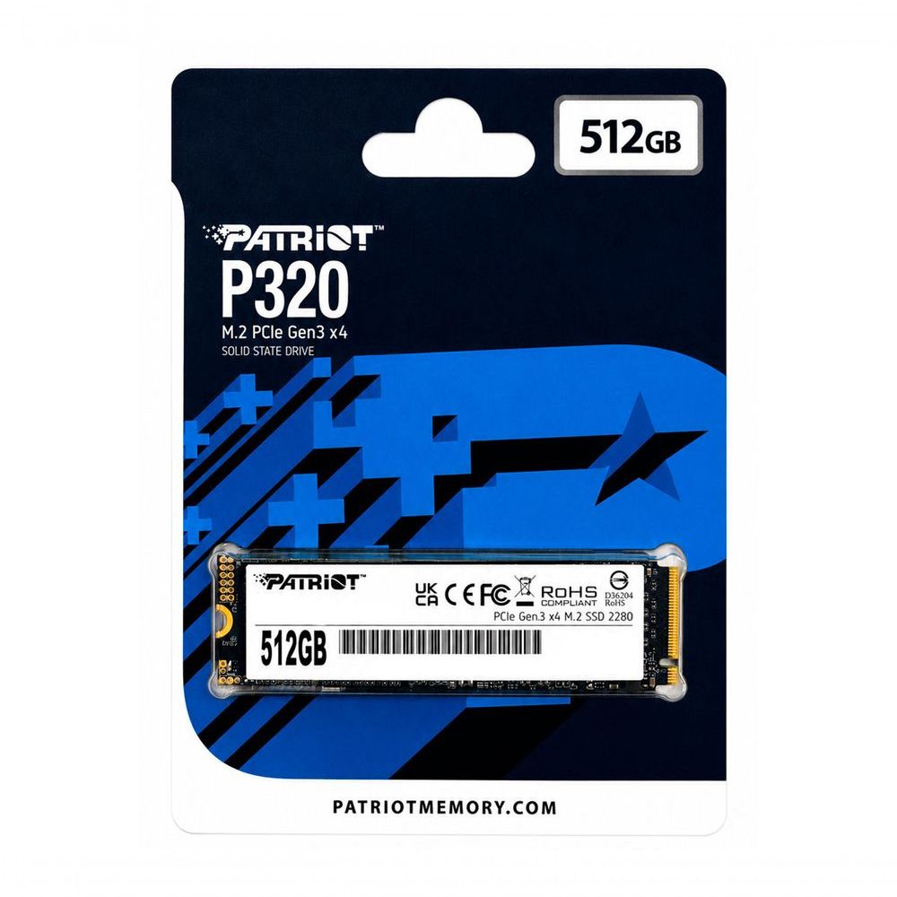 SSD M.2 NVME P320P512GM28 512GB Pcie GEN3 X4 Leitura Até 3000 MB-s Gravação Até 2200 MB-s Patriot