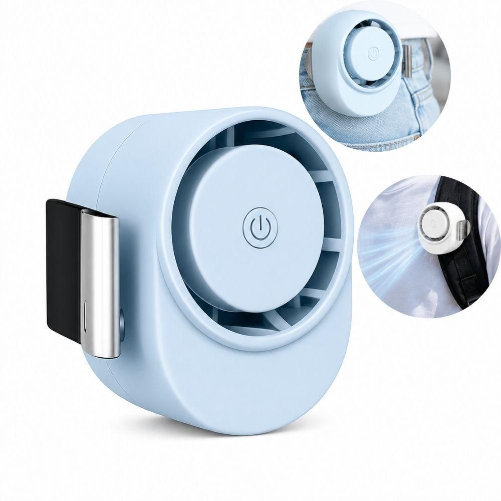 Mini Ventilador Portátil com Clipe Yeet 5V 3 Velocidades Rotação 360° Recarregável Via USB 1200mAh 3 Pás Preto Mini