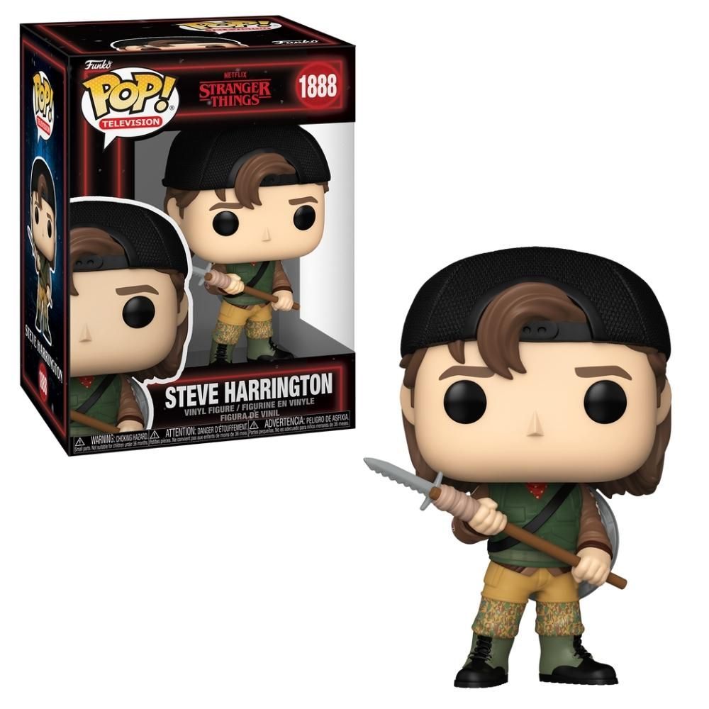 Boneco Colecionável Funko POP Stranger Things T5 com Lança Vinil Steve Azul e Dourado Candide