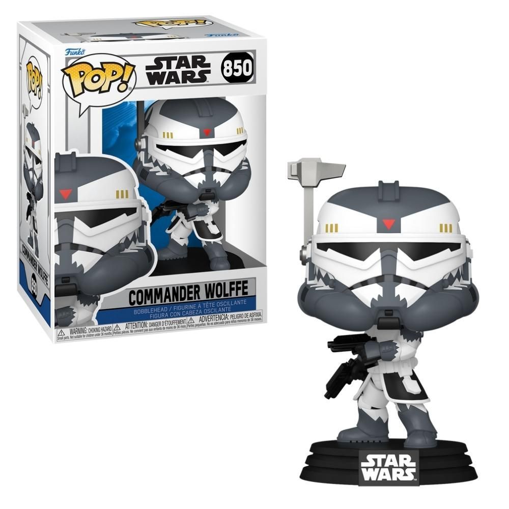 Boneco Colecionável Funko POP Comandante Wolffe com Blasters e Cabeça Oscilante 16cm Vinil Star Wars Candide
