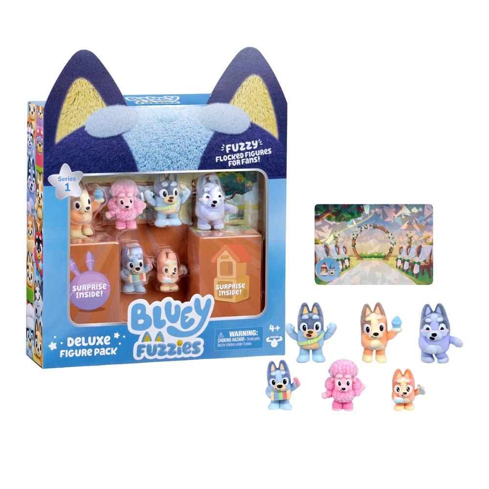 Boneco Colecionável Bluey Fuzzies Deluxe com Toque Aveludado e Variante Rara Kit 8 Amarelo Candide