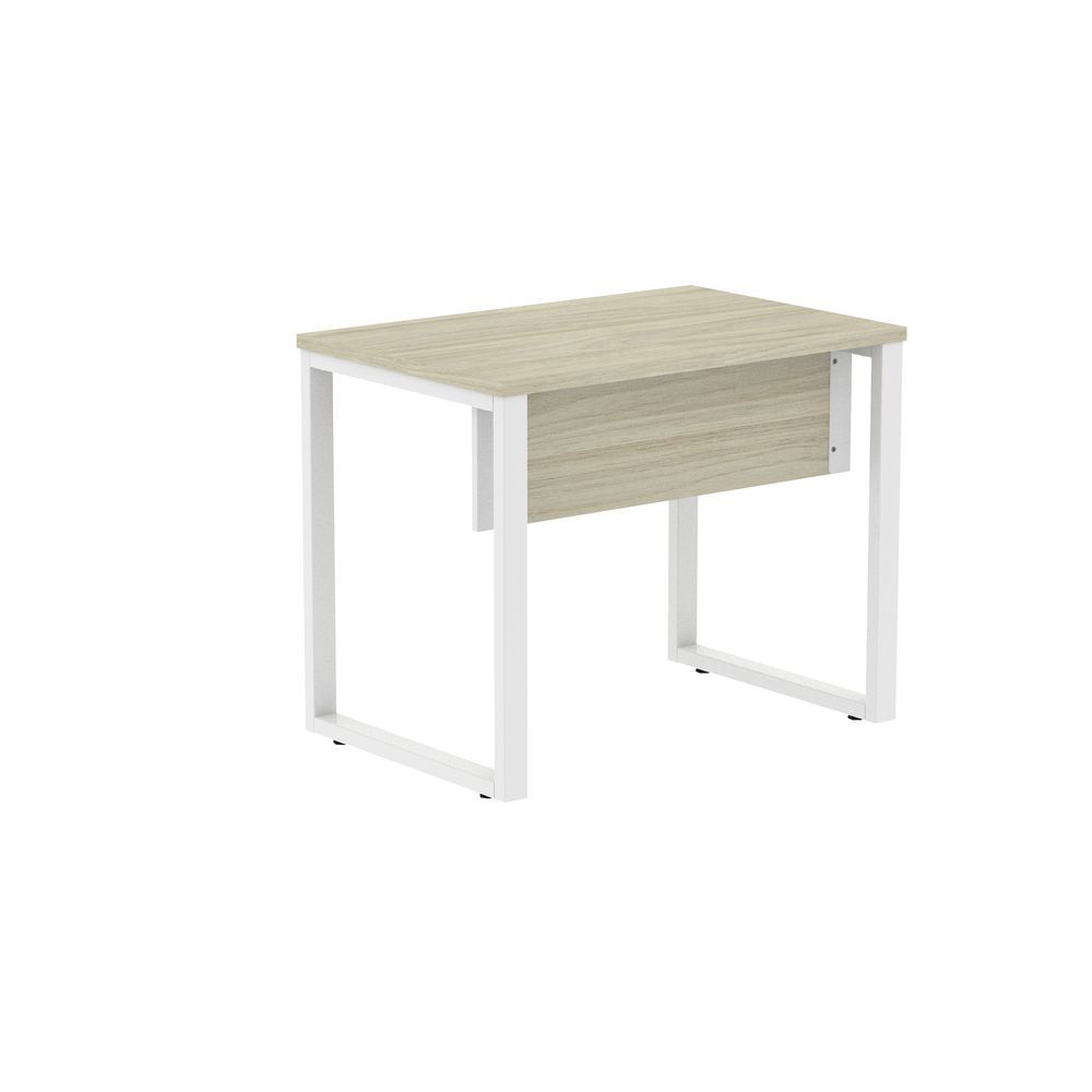 Mesa de Escritório Retangular M900P25TUB Moderno sem Gavetas MDP 90CM Castanheira Natural e Branco Pandin Móveis