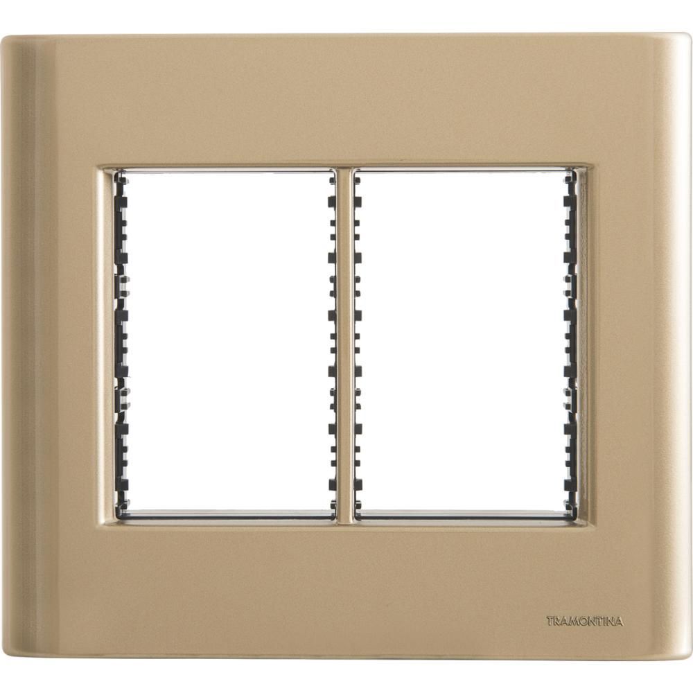 Placa de Interruptor e Tomada 6 Postos 4x4 com Sistema Modular Dourado Tramontina