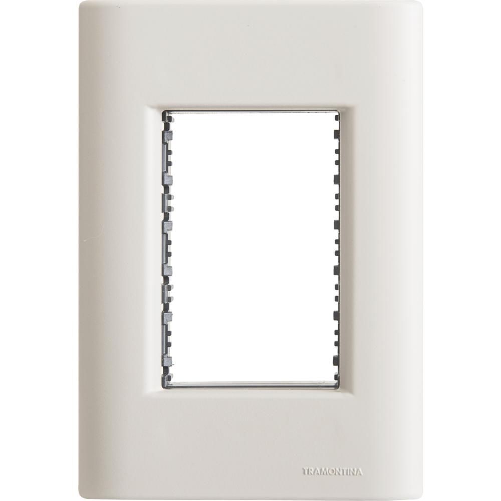Placa de Interruptor e Tomada 3 Postos 4x2 com Acabamento Soft Touch Branca Tramontina