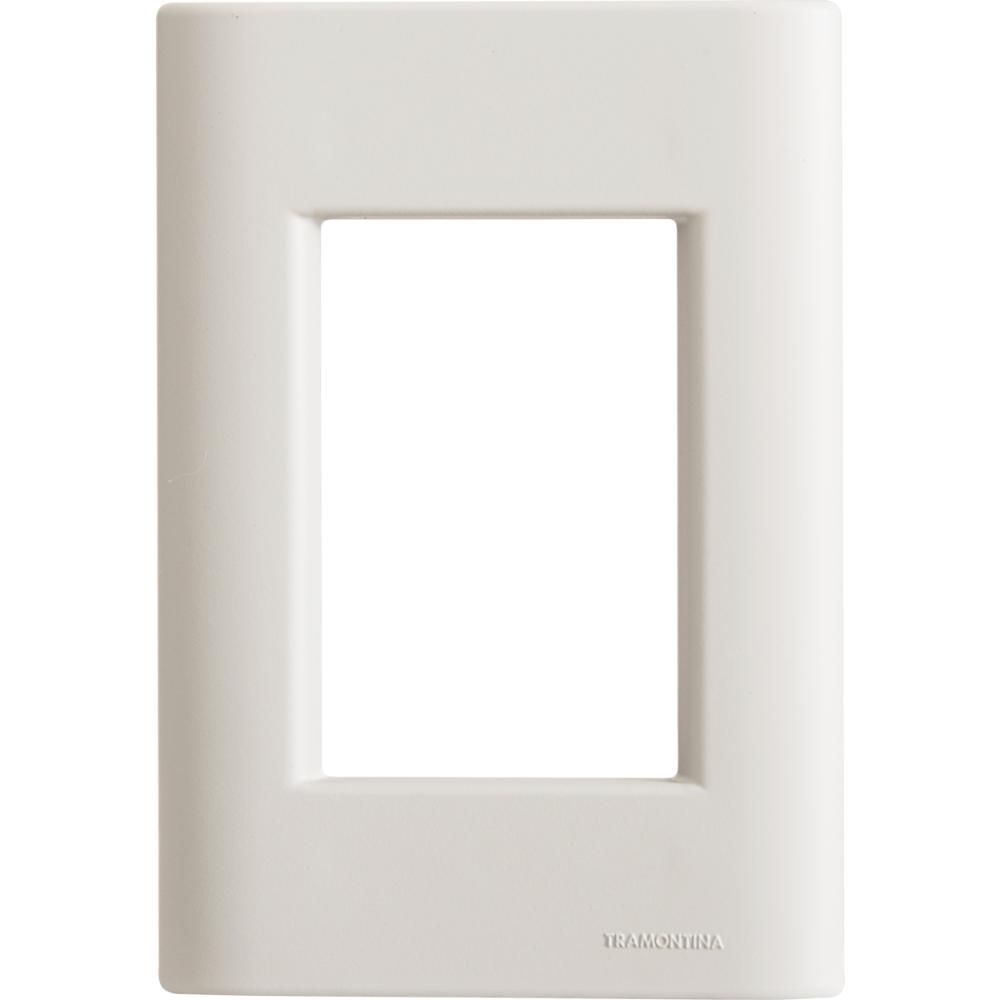 Placa de Interruptor e Tomada 3 Postos 4x2 com Acabamento Soft Touch e Suporte Branca Tramontina