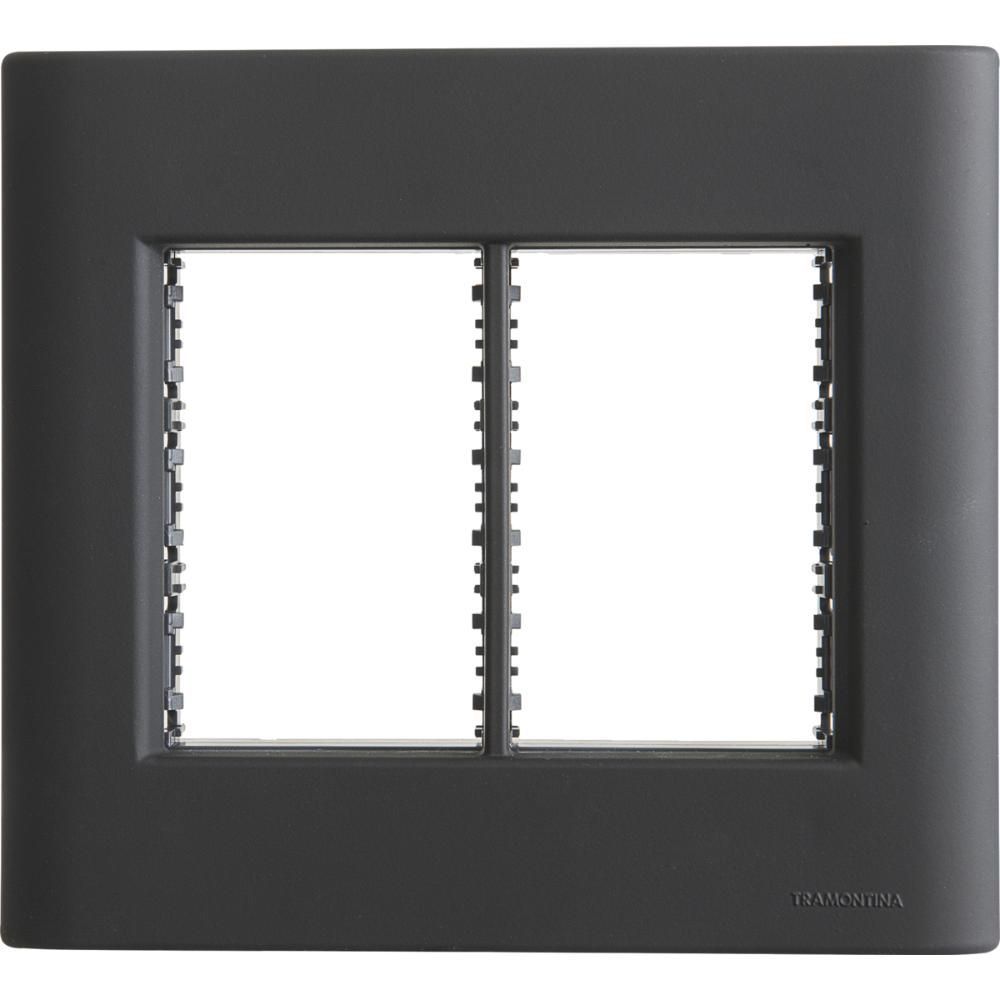 Placa de Interruptor 6 Postos 4x4 com Sistema Modular e Acabamento Soft Touch Preto Tramontina