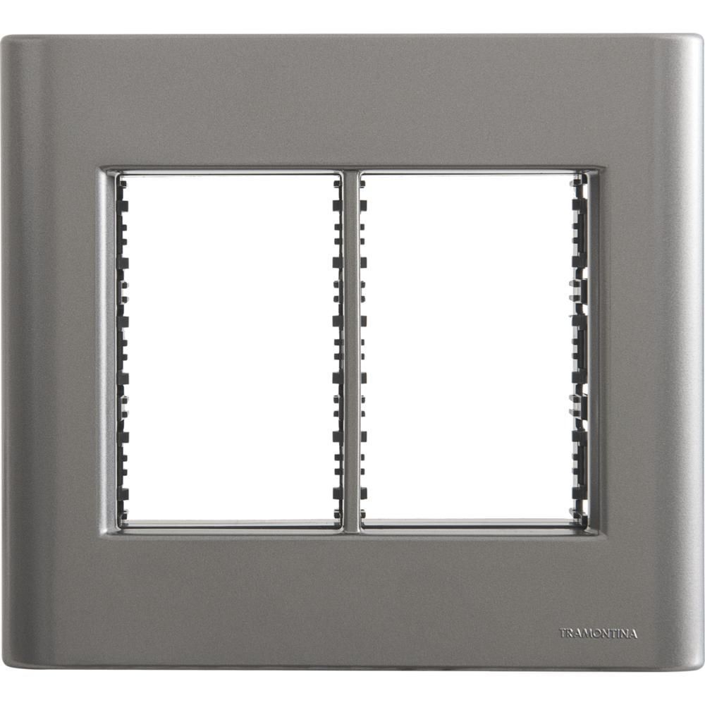 Placa de Interruptor 6 Postos 4x4 com Sistema Modular Acabamento Metalizado Giz Onix Tramontina