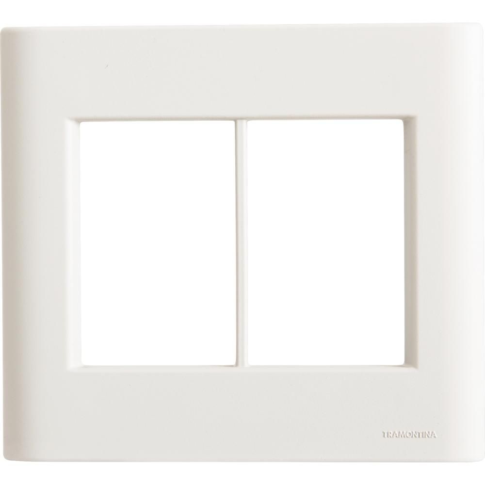 Placa de Interruptor 6 Postos 4x4 com Sistema Modular Soft Touch e Suporte Branca Tramontina