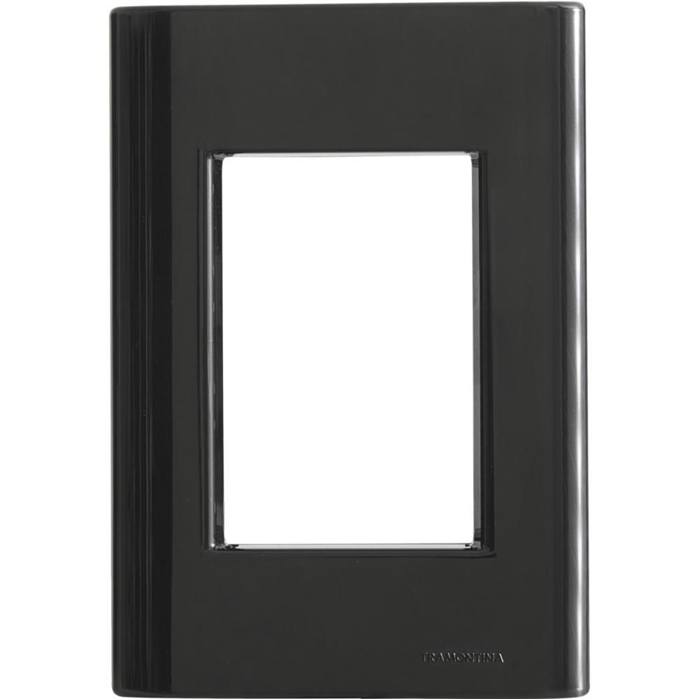 Placa de Interruptor 3 Postos 4x2 com Sistema Modular Preto Tramontina