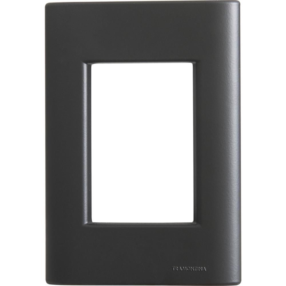 Placa de Interruptor 3 Postos 4x2 com Sistema Modular e Acabamento Soft Touch Preta Tramontina
