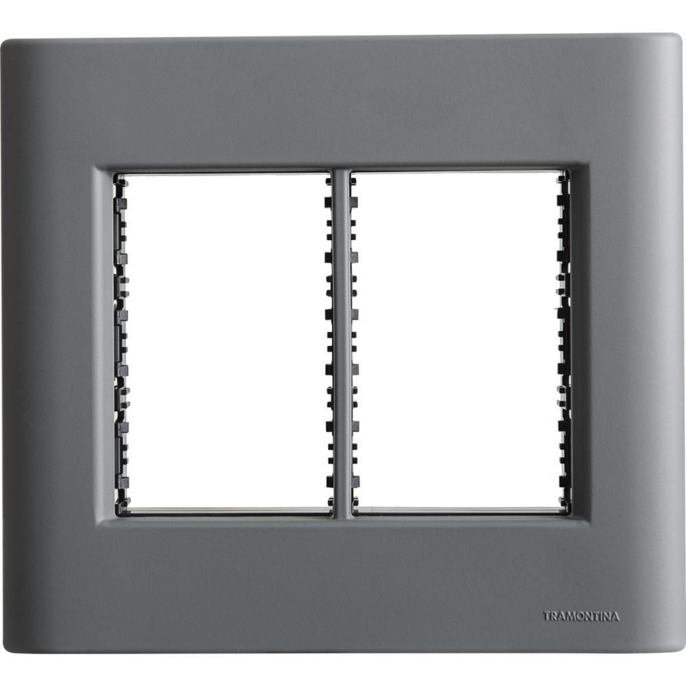 Placa 6 Postos 4x4 Tramontina com Sistema Modular e Acabamento Soft Touch Titânio Bivolt
