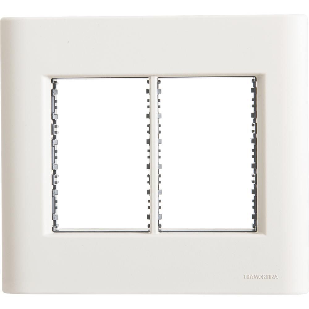Placa 6 Postos 4x4 Giz com Sistema Modular e Acabamento Soft Touch Branco Tramontina