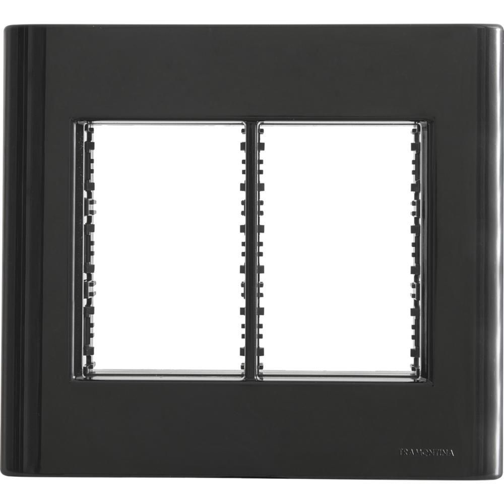 Placa 6 Postos 4x4 Giz para Acabamento em Instalacoes Eletricas com Sistema Modular Preta Tramontina