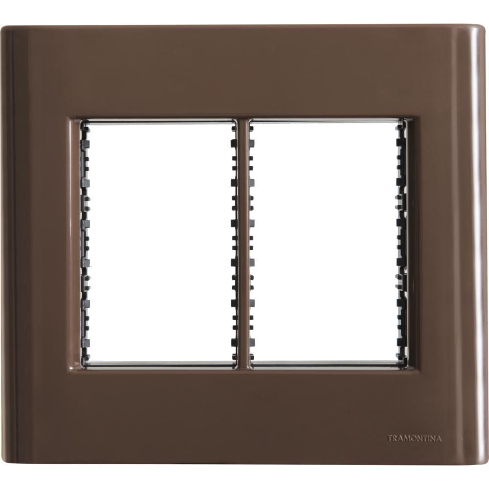 Placa 6 Postos 4x4 com Sistema Modular e Suporte Cor Amadeirado Tramontina