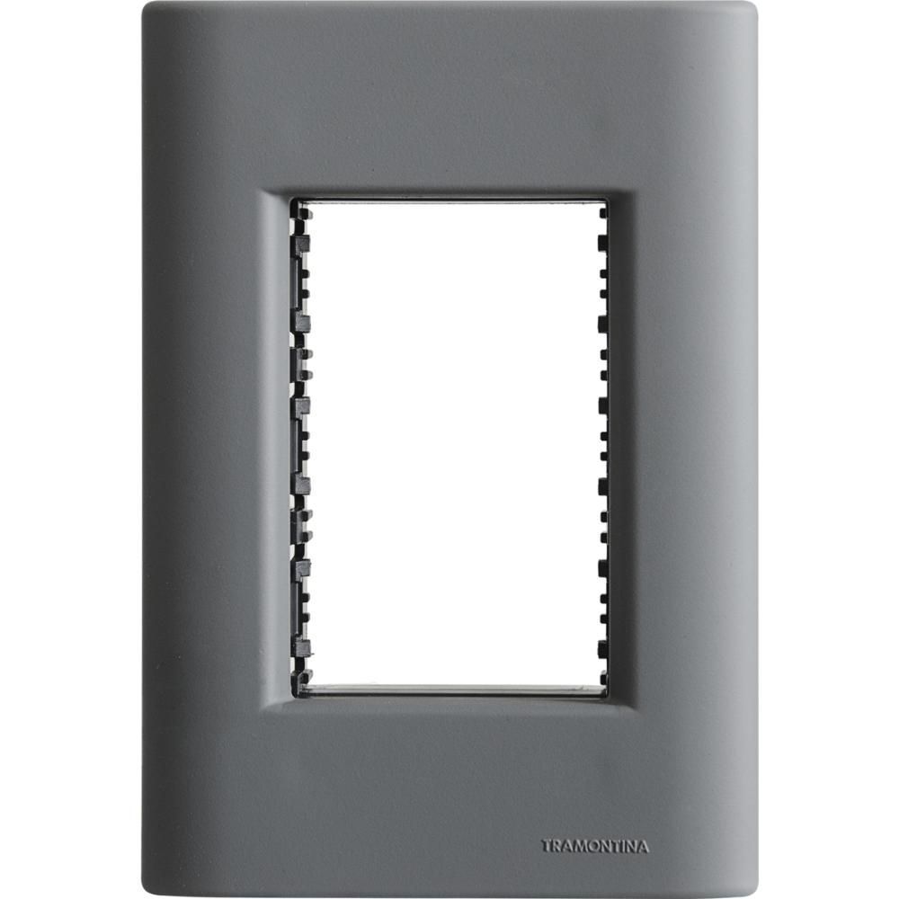 Placa de Interruptor 3 Postos 4x2 com Sistema Modular e Suporte Soft Touch Titânio Tramontina