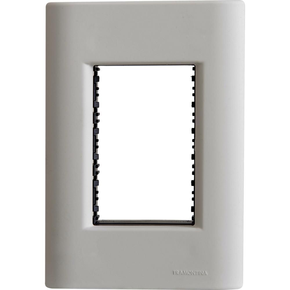 Placa 3 Postos 4x2 Giz Fendi com Suporte Sistema Modular Compatível Liz e Lux2 Tramontina