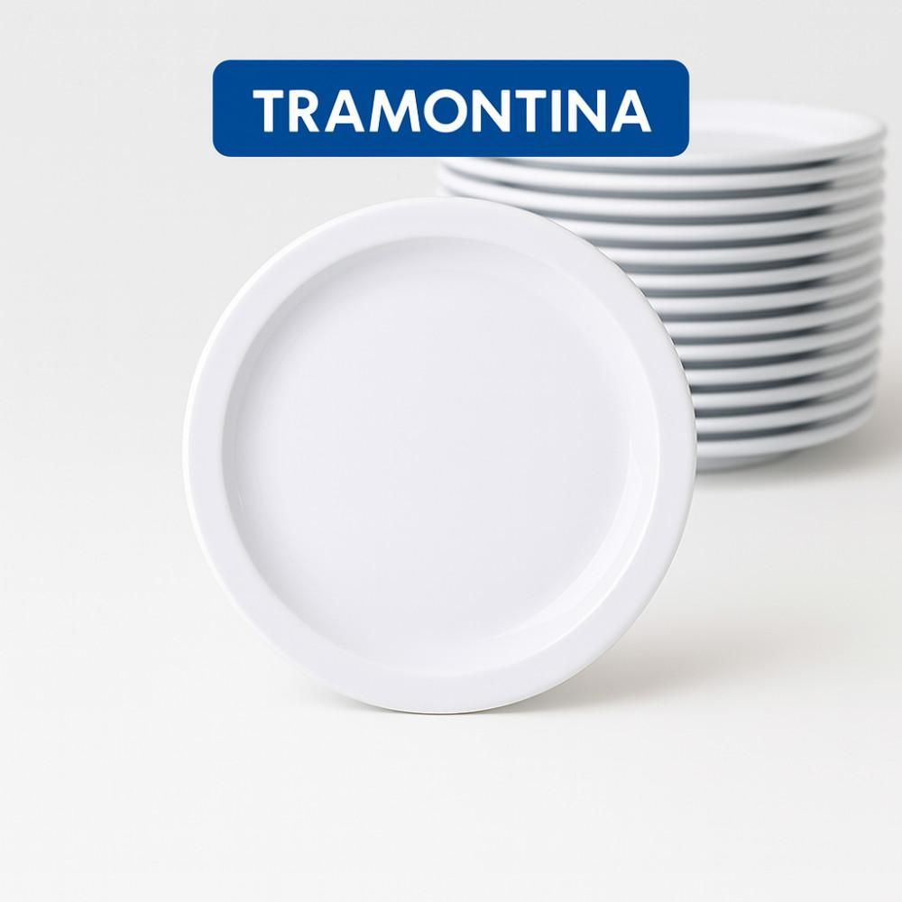Prato Sobremesa Paola 12 Peças Porcelana para Uso Diário Branco Tramontina