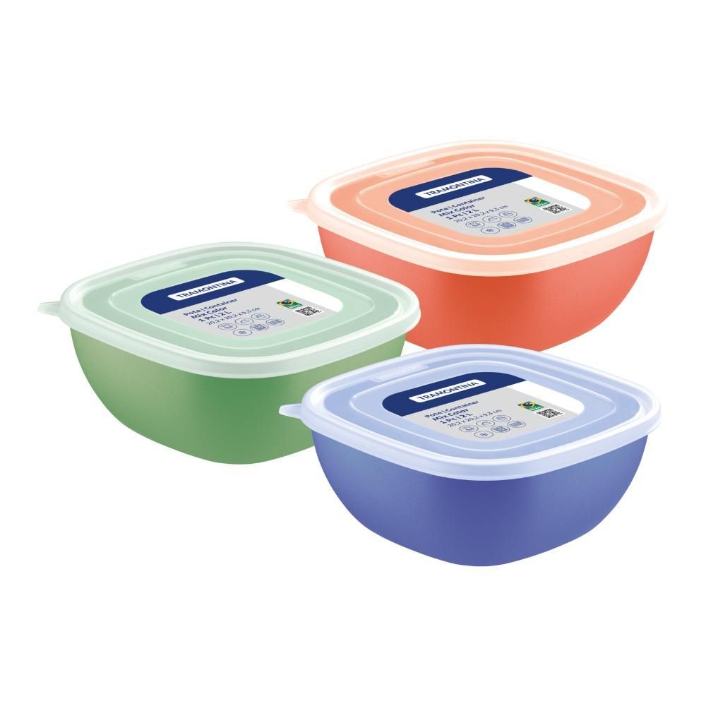 Pote Mixcolor em Polipropileno com Proteção Antimicrobiana para Alimentos 2L Transparente Tramontina