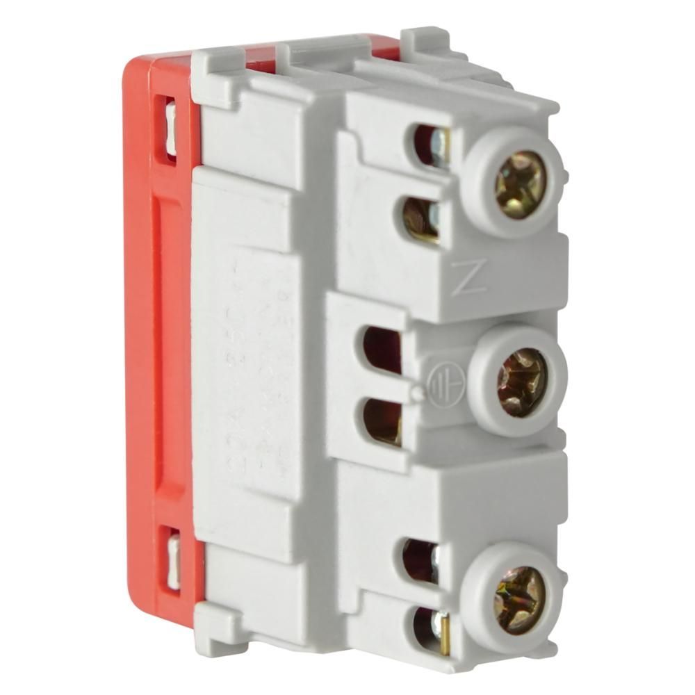 Módulo Tomada 2P+T 20A 250V Bivolt Contato Perfeito Termoplástico Vermelho Tramontina