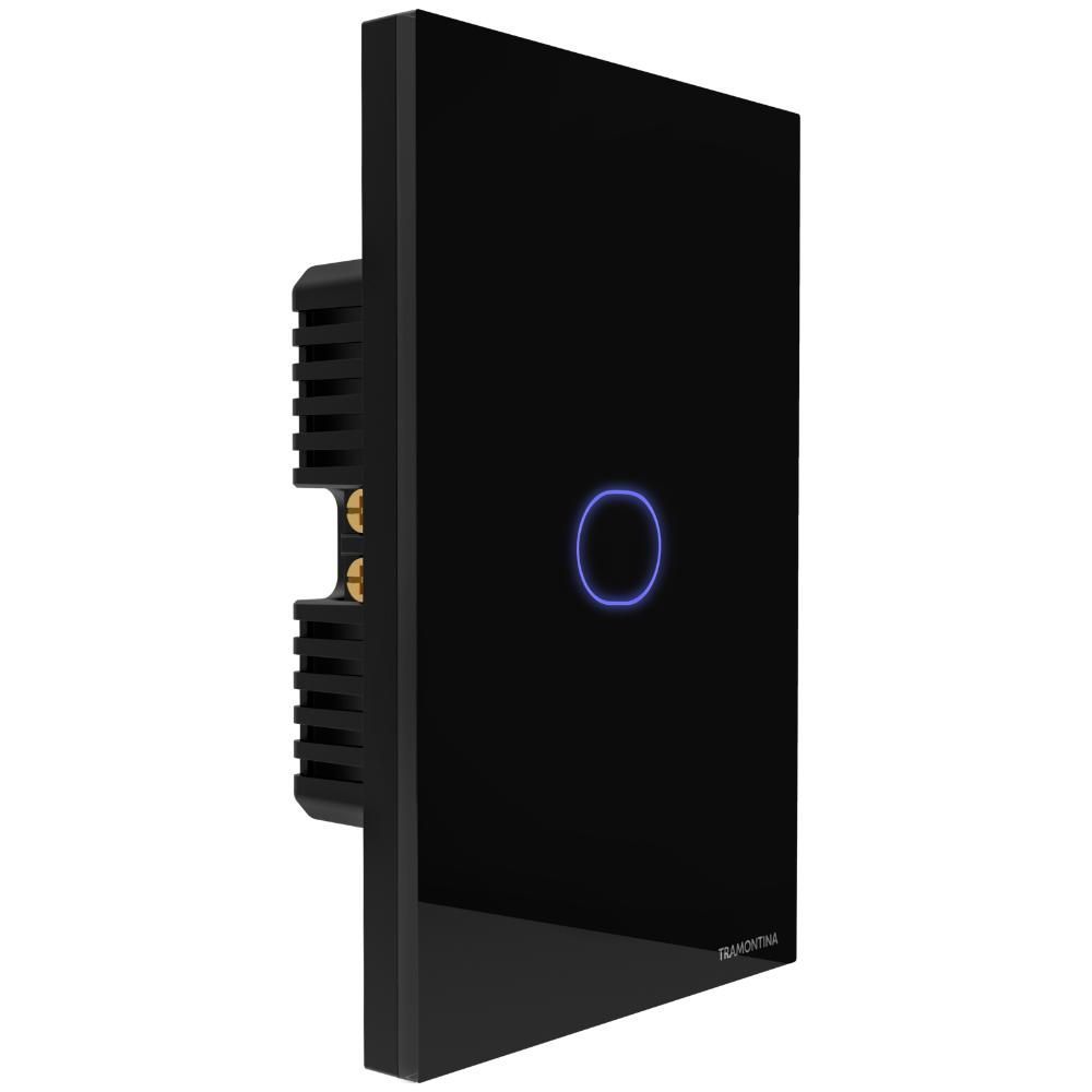 Interruptor Touch Smart Tramontina 1 Canal Controle Remoto Via Celular Comando de Voz Bivolt Preto