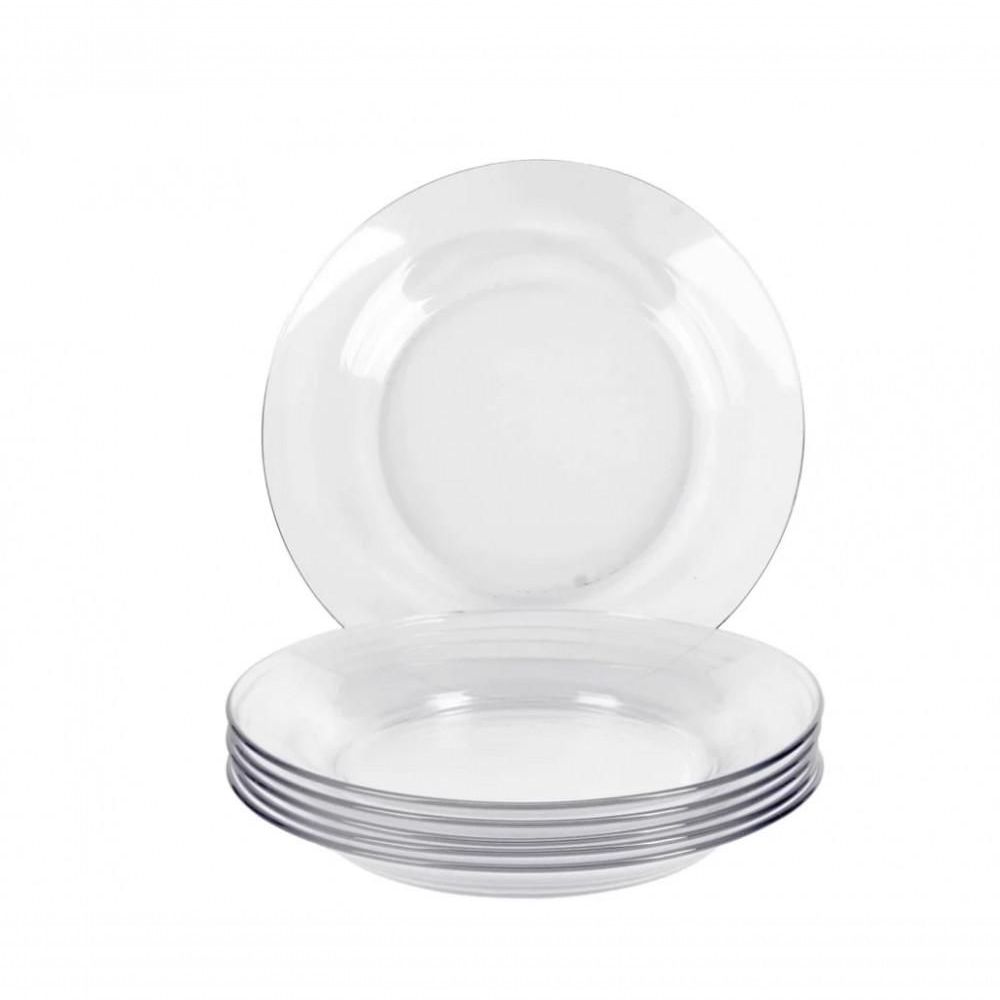 Conjunto de Pratos Astral 72 Peças Vidro Temperado Resistente para Uso Diário Transparente Marinex